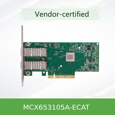 MCX653105A-ECAT ConnectX-6 VPI-Adapterkarte 100 Gb/S HDR100 EDR IB 100 GbE Einzelanschluss QSFP56
