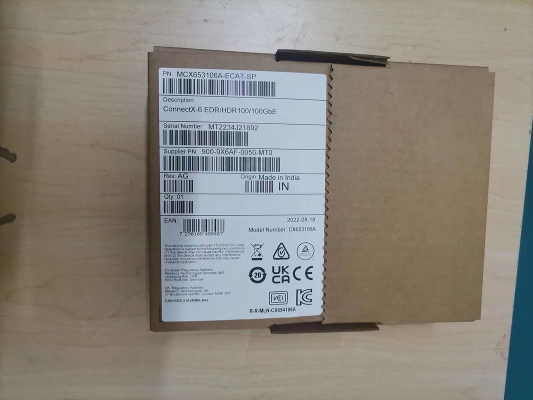 100 g HDR Infiniband Mellanox 100 GB Nic-Netzwerkschnittstelle QSFP56 MCX653106A-ECAT MCX653106A-ECAT