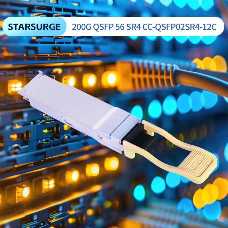 Datenzentrumsverbindungslösung 200G QSFP56 SR4 optischer Transceiver mit 100m Übertragungsdistanz über OM4 Faser