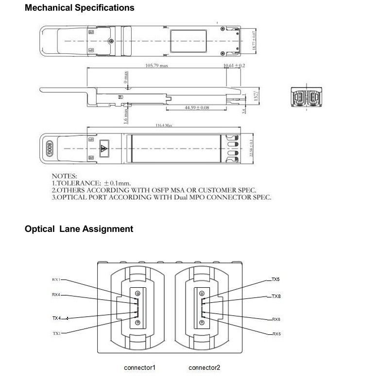 Computing Interconnect 800Gbps OSFP-Optischer Transceiver mit Hotpluggable Dual MTP8APC-Anschluss und hoher Datenrate
