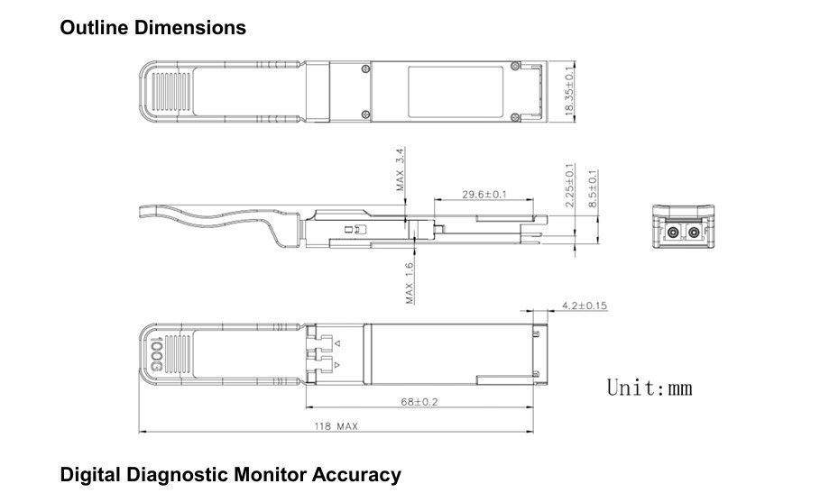 100G QSFP28 2km CWDM4 Glasfasertransceiver Ethernet Netzwerkleistung ≤3.5W Mindestforderungen ≤3.5W 2km Reichweite Original