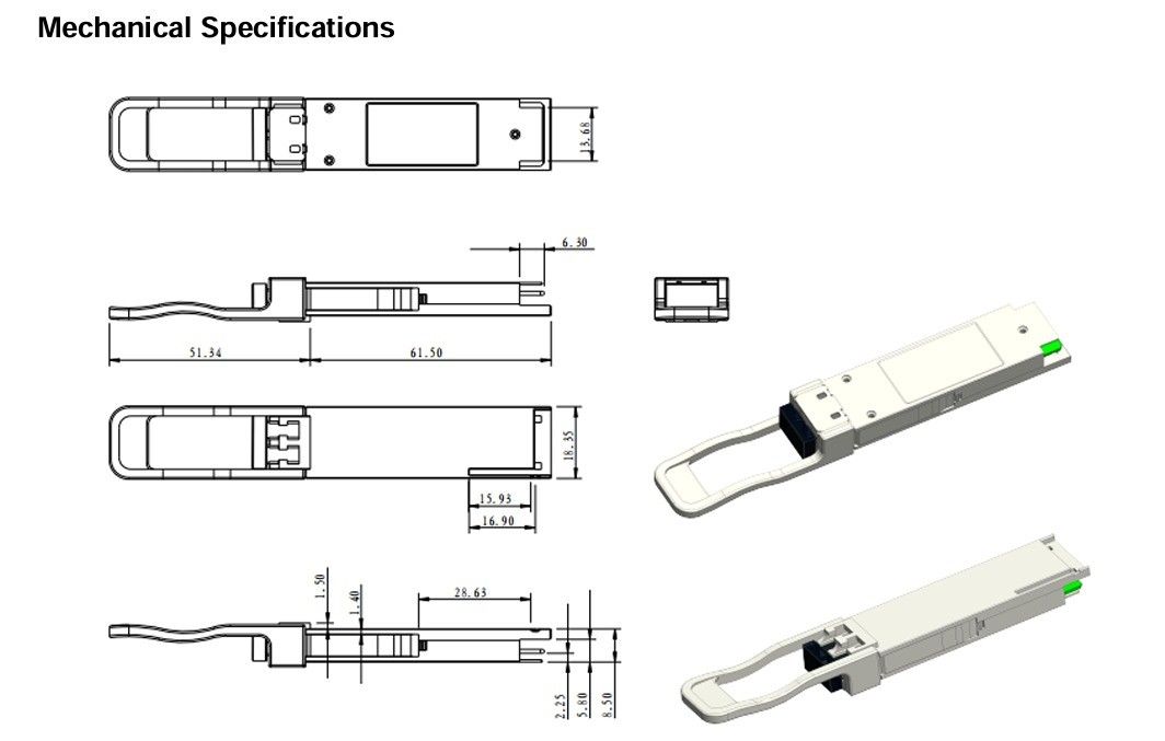 100G QSFP28 ZR4 LC Duplex-Optiktransceiver 80km SFP28 LR4 103Gbps EML LAN-WDM-Transceiver mit digitaler Diagnostik