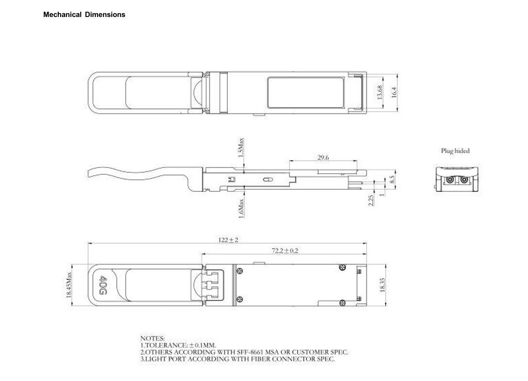 40Gb/s QSFP Multimode Optical Module BIDI 850/908nm Optical Transceiver Duplex LC IP Netzwerk Bis zu 70m über OM3 100m über OM4