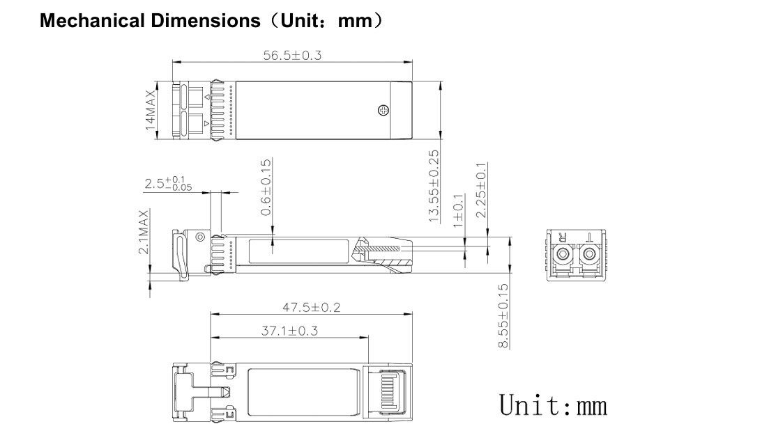 10G SFP-Modul Ethernet Glasfaser-Transceiver 80km 11,3 Gbps Zeit 1 Jahr Datenrate bis 11,3 Gbps