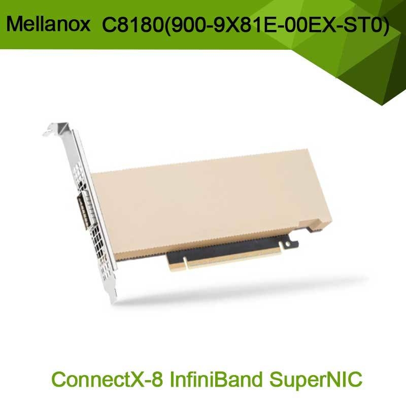 Nvidia Connectx-8 Adapter C8180 (900-9X81E-00EX-ST0) Einzelkäfig Osfp Infiniband: 800 Gbps Xdr Ib