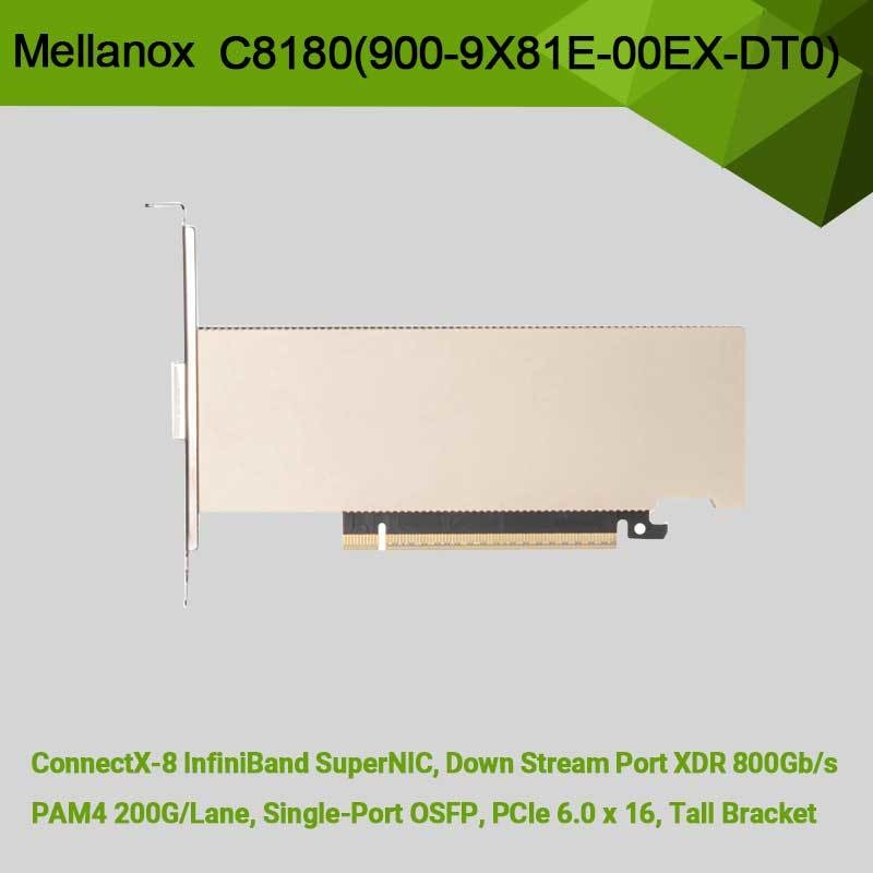 Nvidia Connectx-8 Adapter C8180 (900-9X81E-00EX-DT0) Einzelkäfig OSFP Infiniband: 800 Gbps Xdr Ib