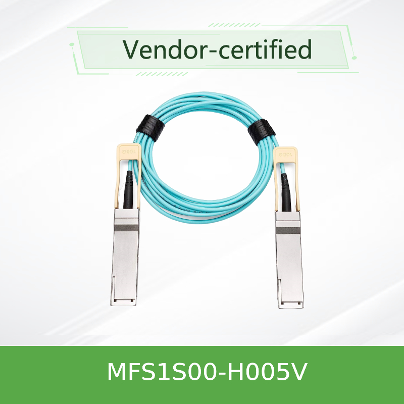MFS1S00-H005V(980-9I45D-00H005) Aktives optisches Kabel von Aoc bis zu 200 Gbit/s IB HDR QSFP56 5 m