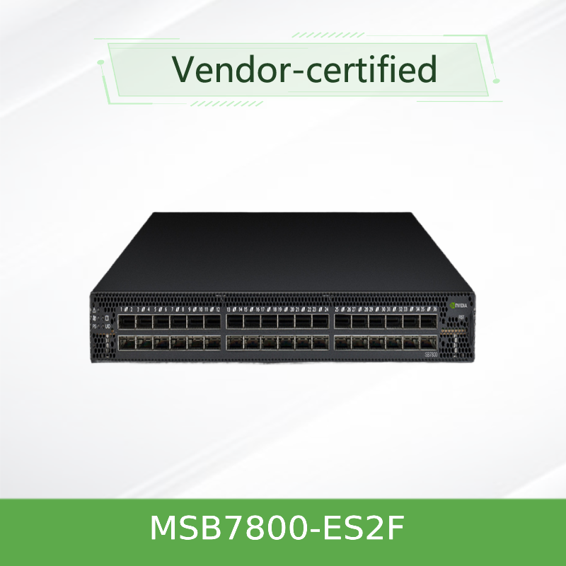 NVIDIA MSB7800-ES2F 100Gb/s InfiniBand Switch – 36-Port EDR, 7.2Tb/s, 1U, P2C Airflow, Externally Managed
